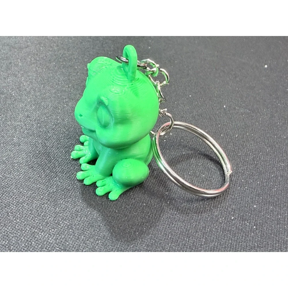 Green 3D Printed Frog Keychain Whimsical Animal Charm Bag Accessory